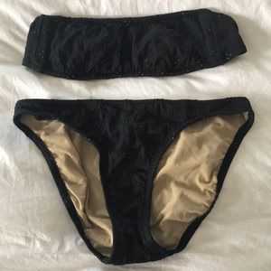 J.Crew black eyelet swim size M